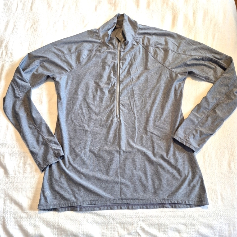 Athleta women's XL 1/2 zip up pull over long sleeve shirt back zip pocket EUC